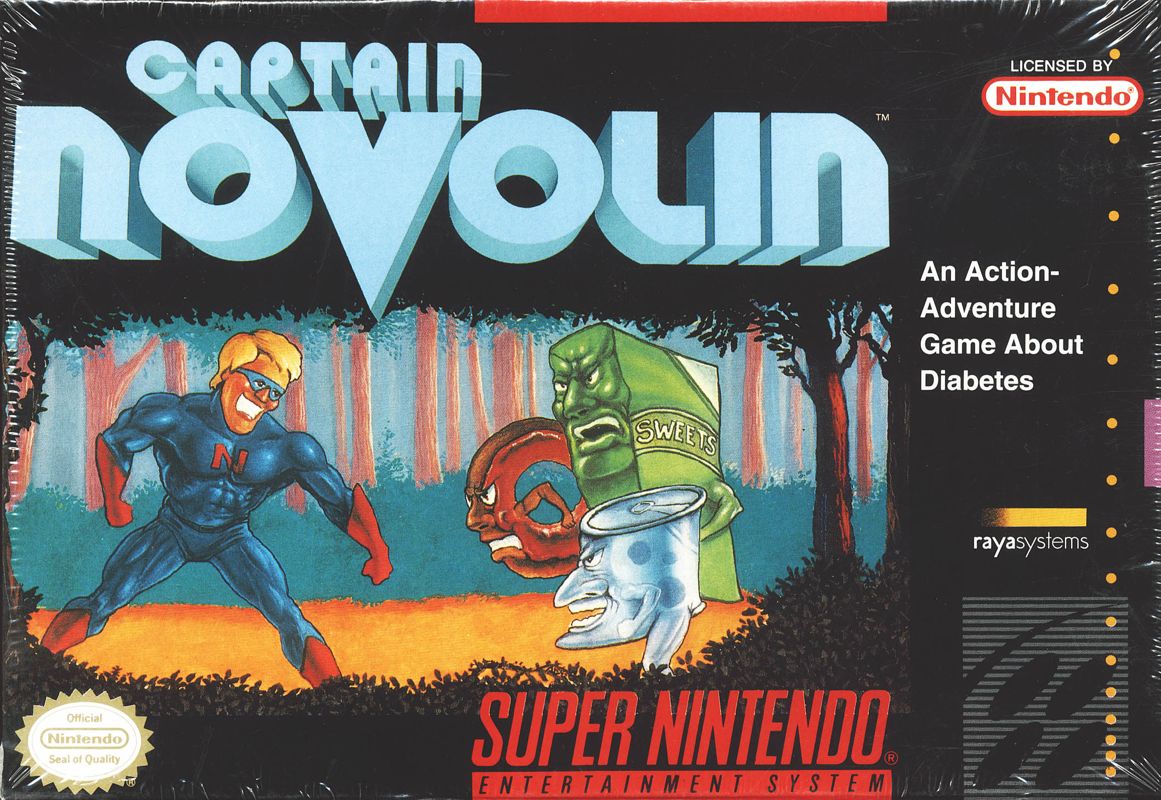 Captain Novolin box art for Super Nintendo